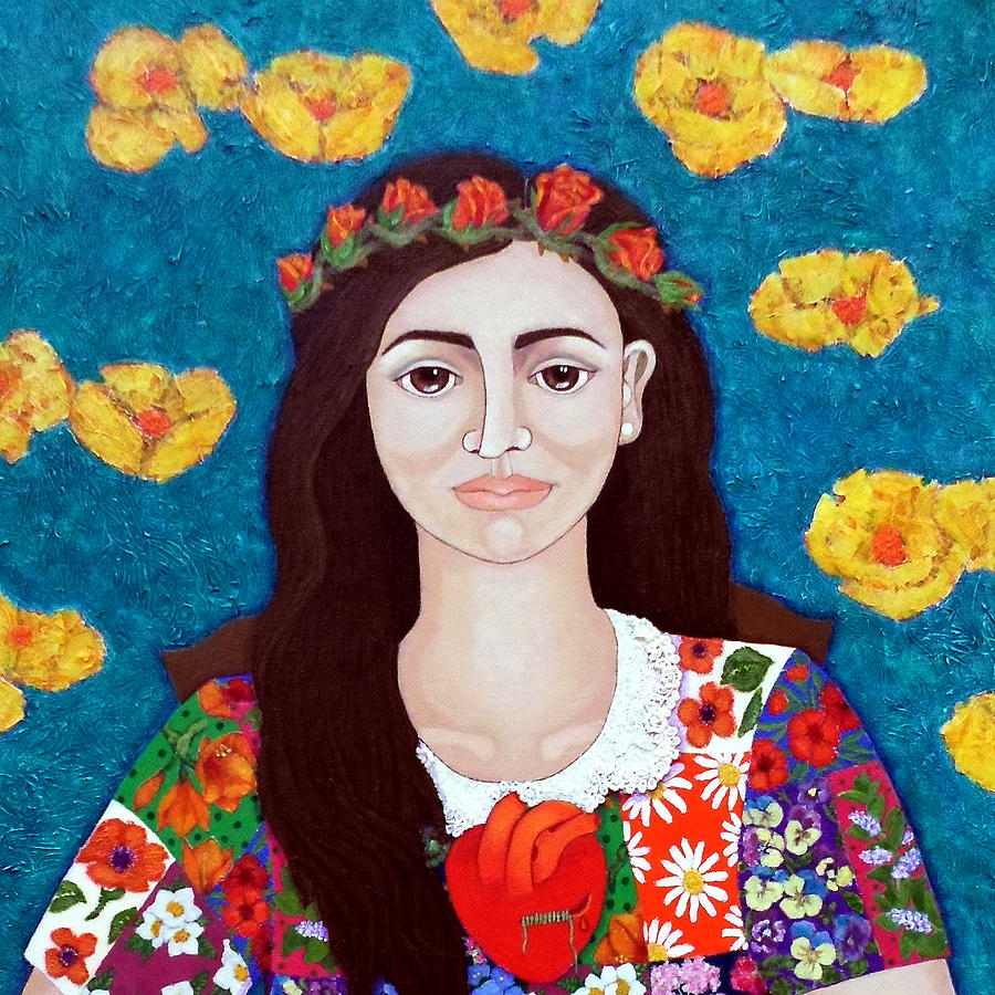 Flower Painting - Maybe Violeta Parra when young by Madalena Lobao-Tello