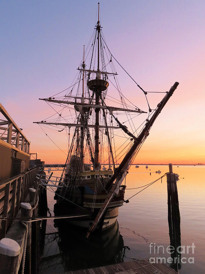 Mayflower II October dawn vertical Photograph by Janice Drew