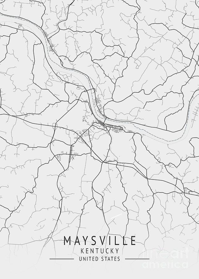 Maysville Kentucky Us Gray City Map Digital Art By Tien Stencil Fine Art America 8179