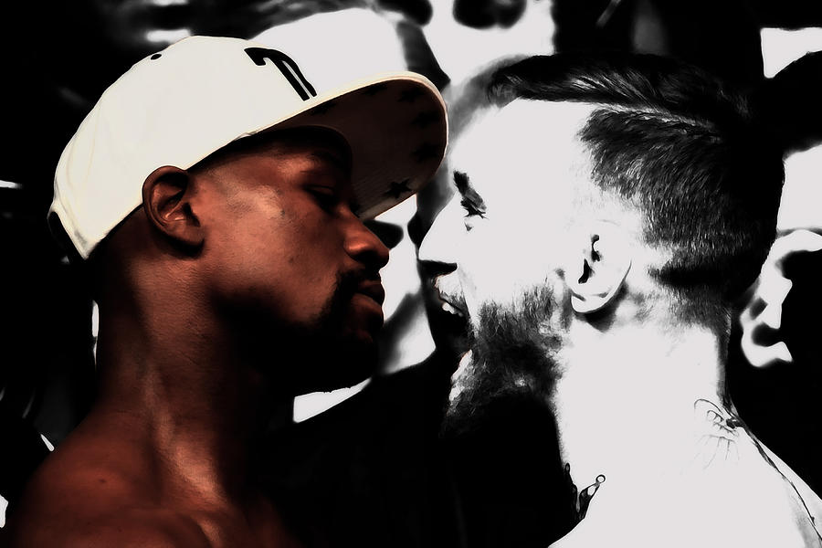Mayweather and McGregor Face Off                  Mixed Media by Brian Reaves