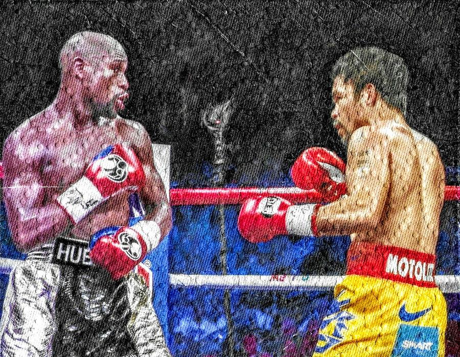 Floyd Mayweather Jr Drawing - Mayweather vs Pacquiao Napkin Drawing by Danny Ray Vasquez