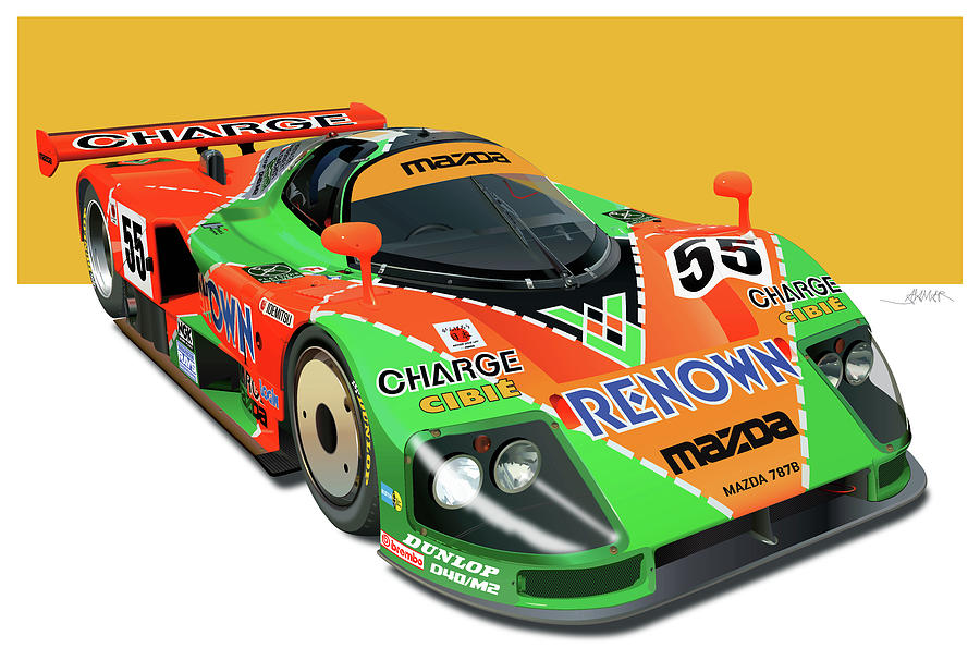 MAZDA 787B Illustration Drawing by Alain Jamar - Pixels