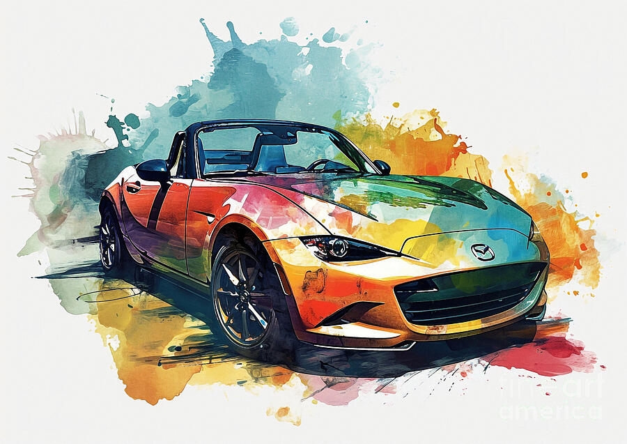 Mazda MX-5 Miata auto vibrant colors Painting by Clark Leffler - Fine ...