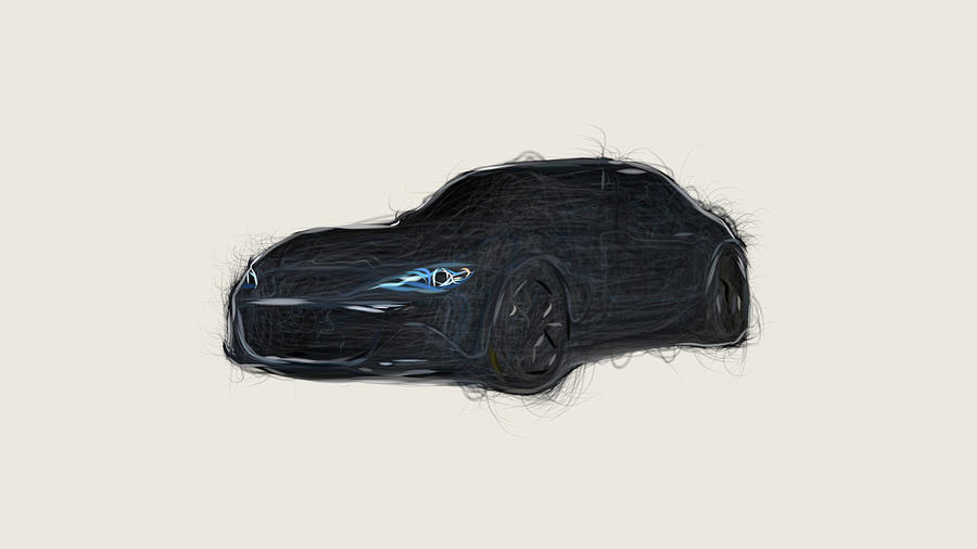 Mazda MX 5 RF Kuro Concept Car Drawing Digital Art by CarsToon Concept