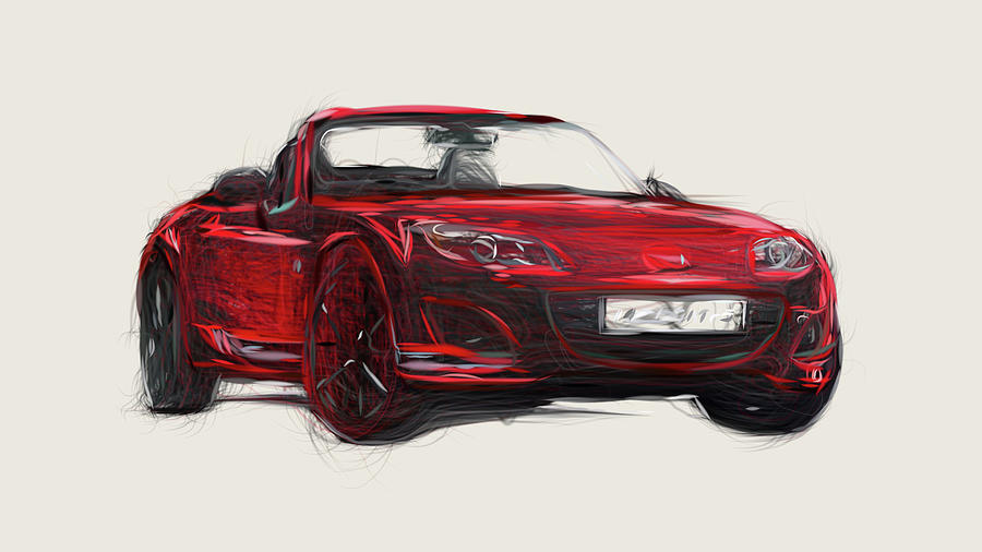 Mazda MX 5 Senshu Car Drawing Digital Art by CarsToon Concept - Fine ...