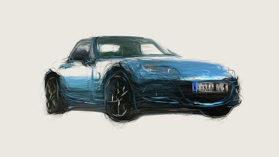 Mazda MX 5 Sport Graphite Car Drawing Digital Art by CarsToon Concept ...