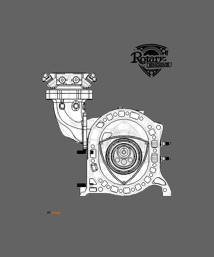 Mazda Rotary Engine Blueprint for Power 13B Digital Art by Kha Dieu Vuong