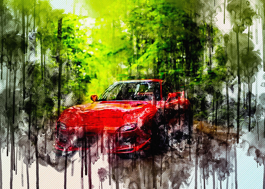 Mazda Rx Tuning Road Red Rx Painting By Sissy ANGELASTRO