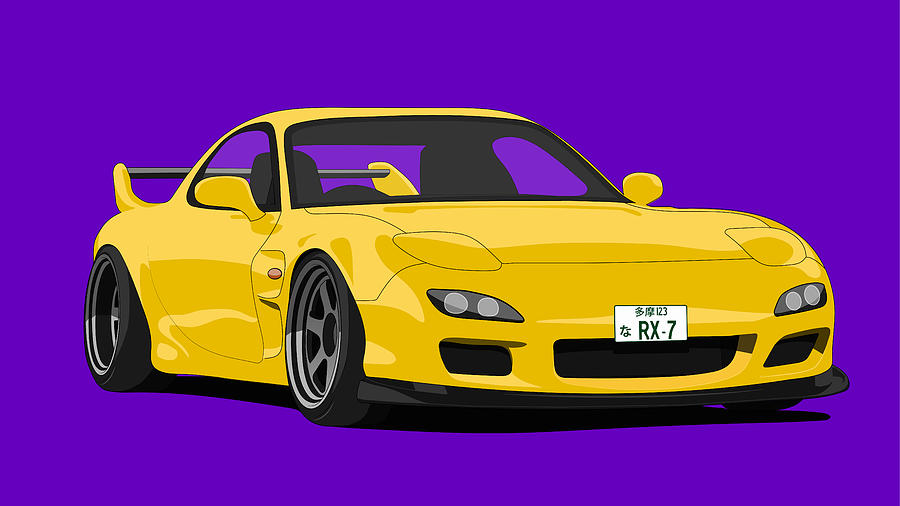 Mazda RX7 illustration Digital Art by Yatedraws - Pixels