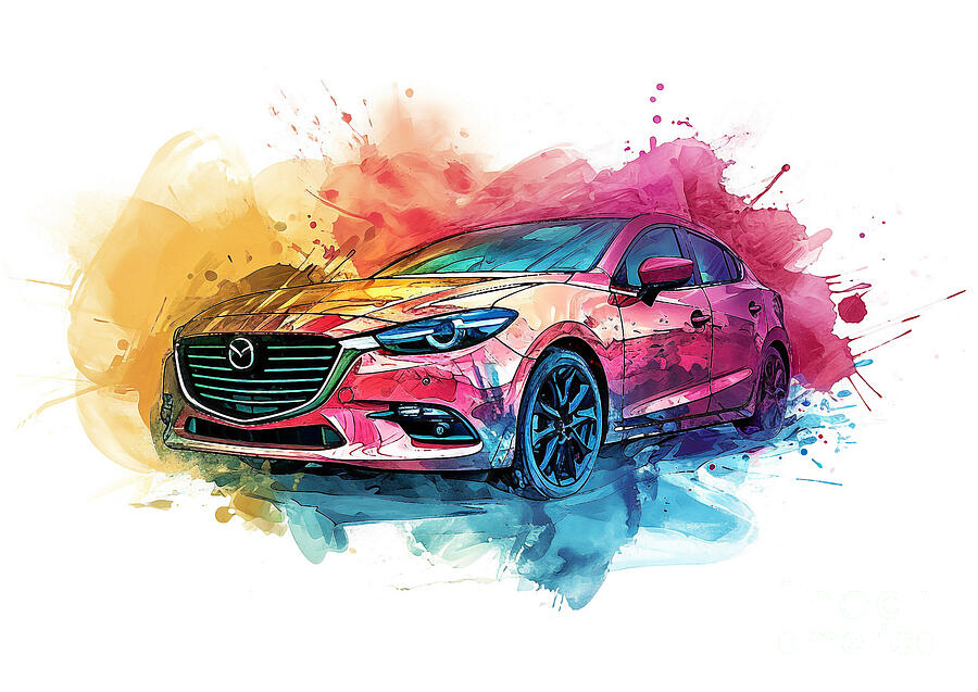Car Painting - Mazda Spiano auto vibrant colors by Clark Leffler