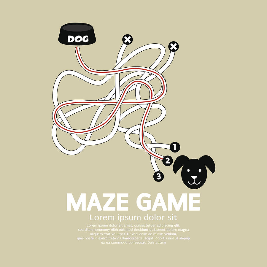 Maze Game With Dog And Bowl Drawing by Zygotehasnobrain
