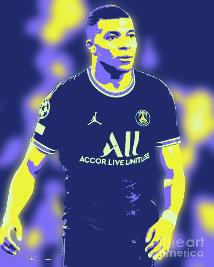 Football Painting - Mbappe Bidding War by Jack Bunds Football Painting - Mbappe Bidding War by Jack Bunds