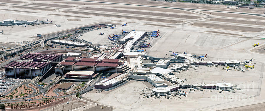 McCarran International Airport Aerial View in Las Vegas Nevada Photograph by David Oppenheimer