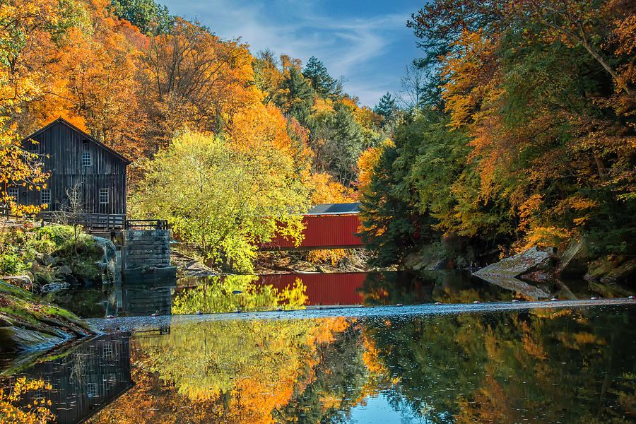 McConnells Mill and Covered Bridge Photograph by Skip Tribby
