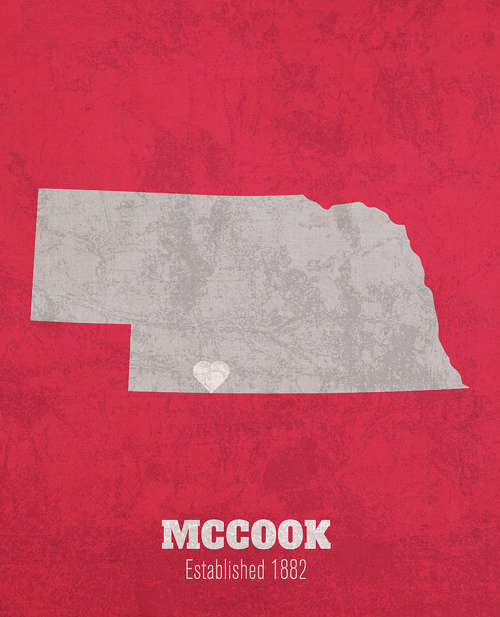 McCook Nebraska City Map Founded 1882 University of Nebraska Color 