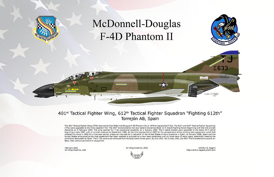 McDonnell Douglas F-4D Phantom 612TFS Digital Art by Arthur Eggers