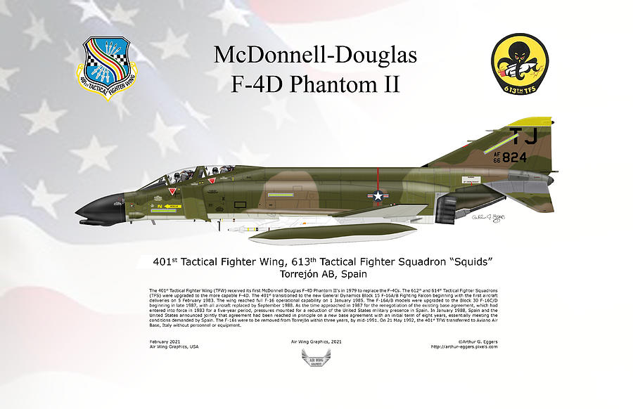 McDonnell Douglas F-4D Phantom 613TFS Digital Art by Arthur Eggers