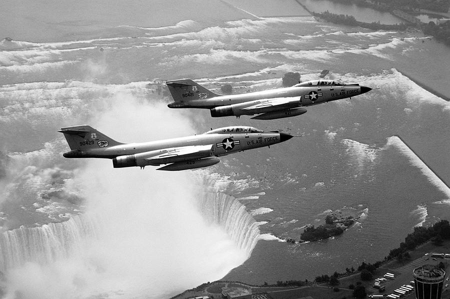 McDonnell F-101 Voodoo Jets Flying Over Niagara Falls - 1981 Photograph by War Is Hell Store