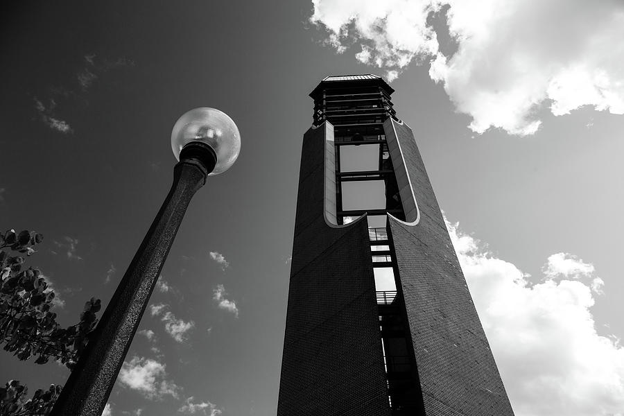 McFarland Memorial Bell Tower at the University of Illinois in black and white Photograph by Eldon McGraw