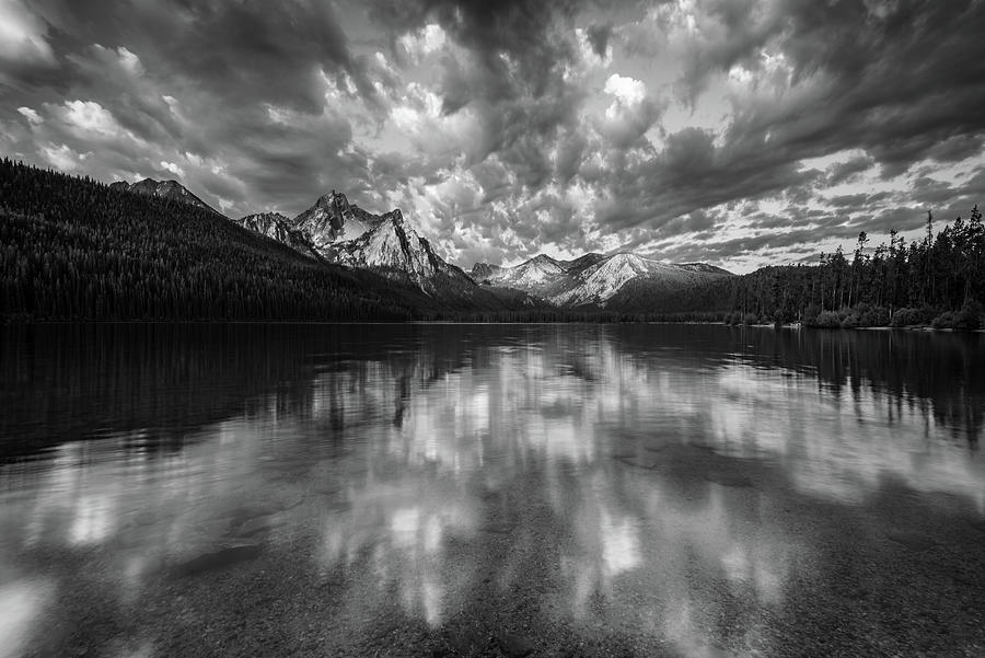 McGown Peak and Stanley Lake In Black and White Photograph by Kristen Wilkinson