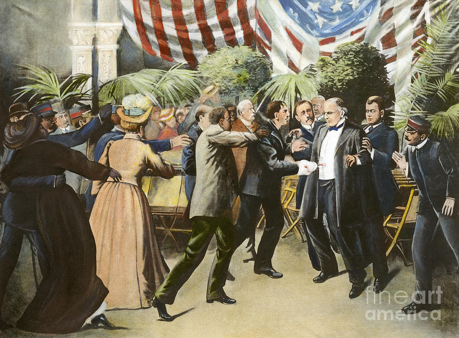 McKINLEY ASSASSINATION Painting by Granger