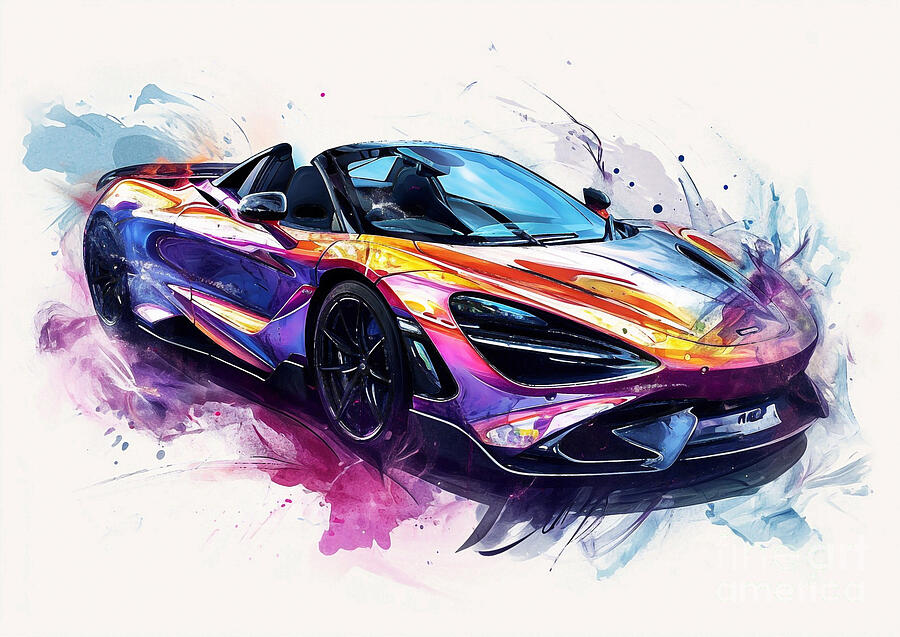 Abstract Painting - McLaren 765LT Spider by MSO auto vibrant colors by Clark Leffler