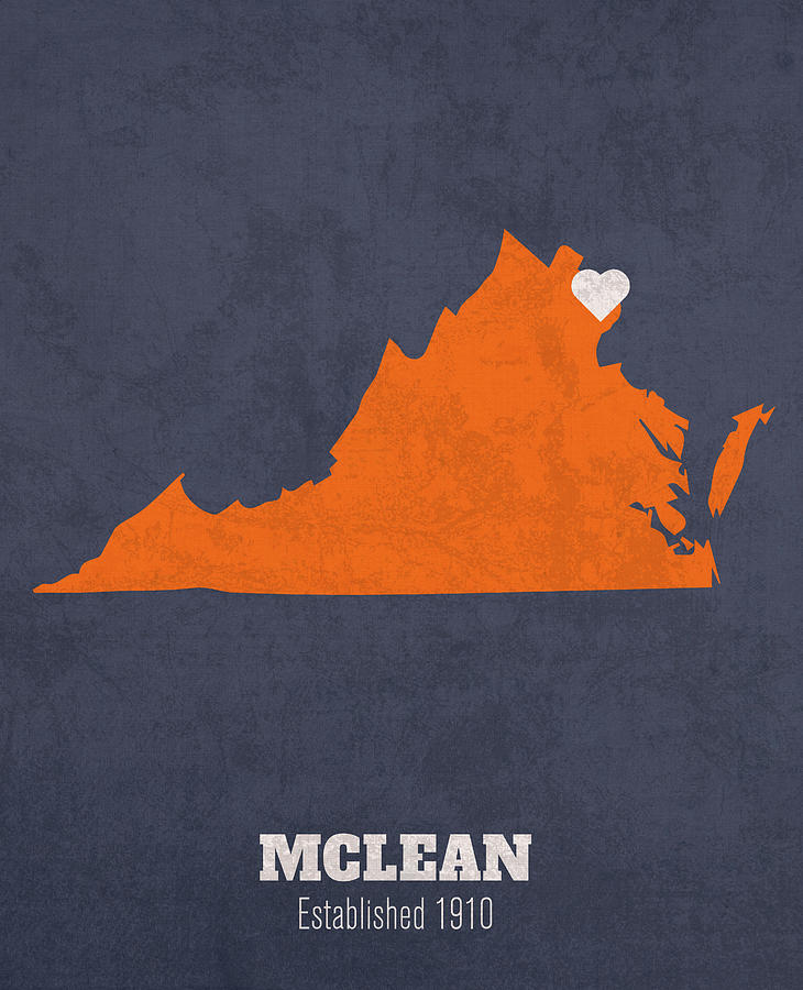 Mclean Virginia City Map Founded 1910 University of Virginia Color 