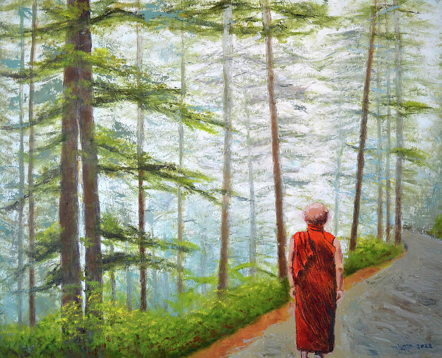 Tree Painting - Mcleodganj 2 by Uma Krishnamoorthy