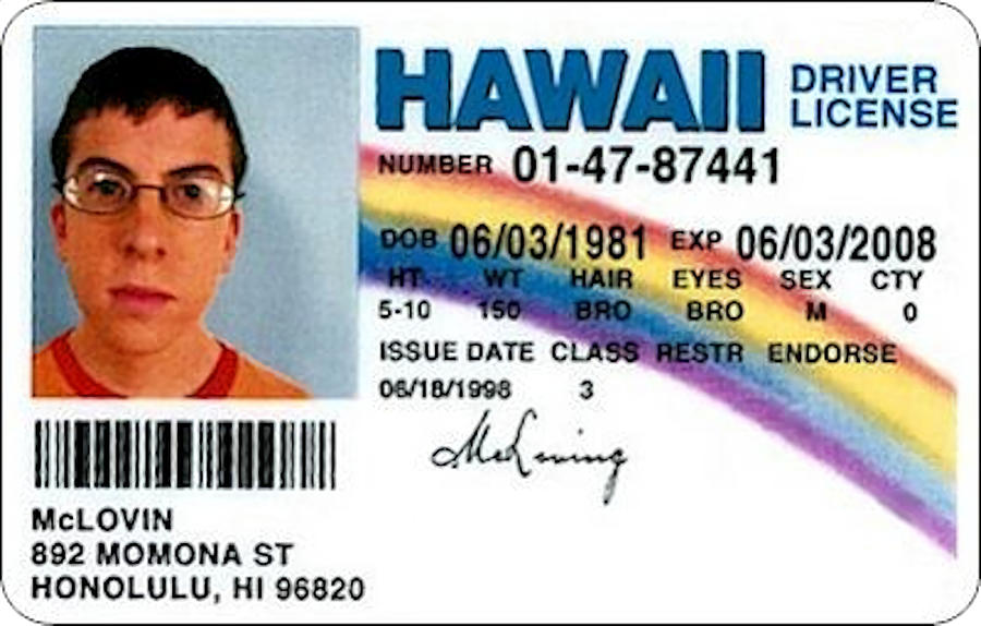 Mclovin Fake ID funny Tapestry - Textile by Hunt Francesca | Fine Art ...