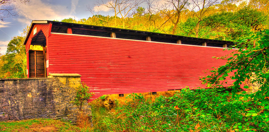MD Covered Bridges - Foxcatcher Farms Covered Bridge Over Big Elk Creek No. 5 - Cecil County Photograph by Michael Mazaika