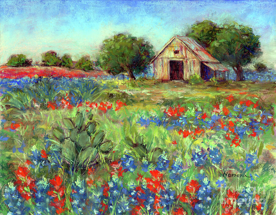 Meadow Barn - Pastel Colors Painting