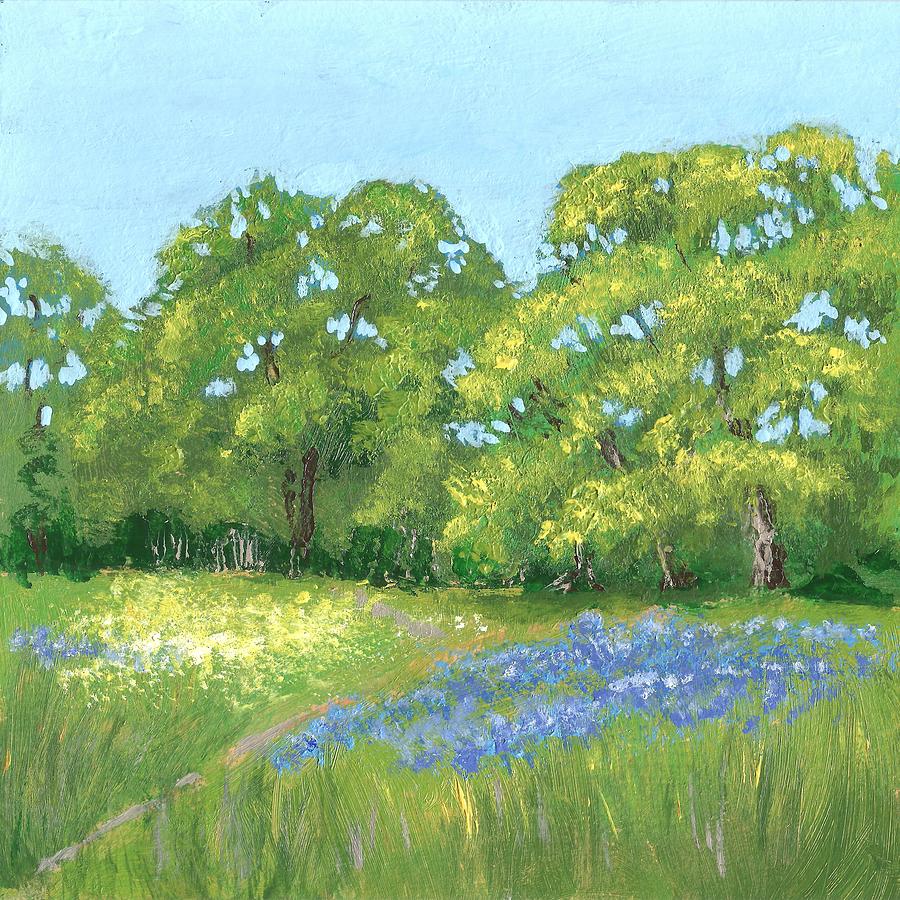 Meadow. Blue Flowers Painting by Masha Batkova