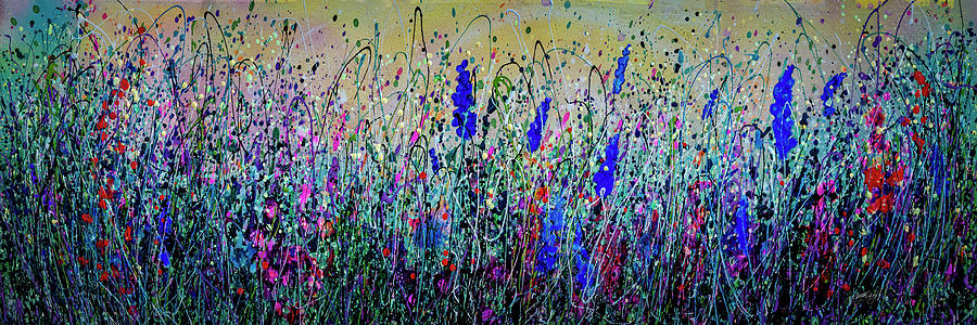 Meadow Flowers at Golden Hours Painting by OLena Art by Lena Owens - Vibrant Design and