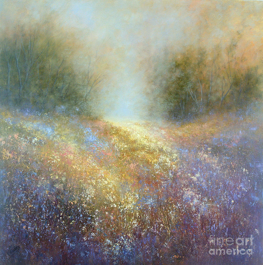 Meadow in the Mist Painting by Valerie Travers