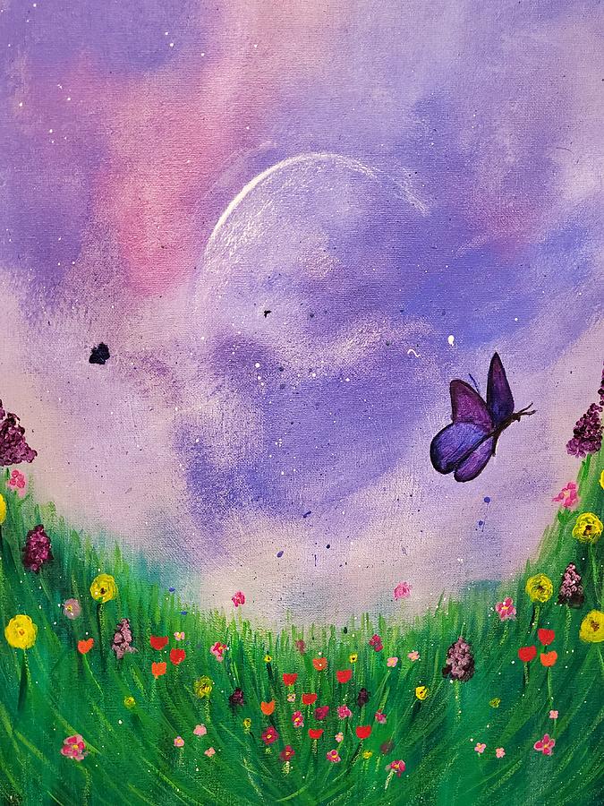 Meadow Moon Painting by April Clay