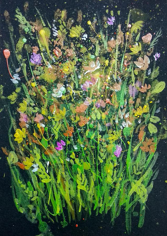 Meadow of flowers Painting by Asha Sudhaker Shenoy
