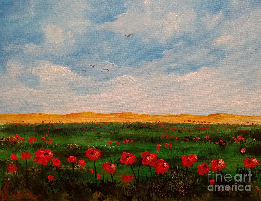 Meadow Of Poppies Painting by Lee Piper