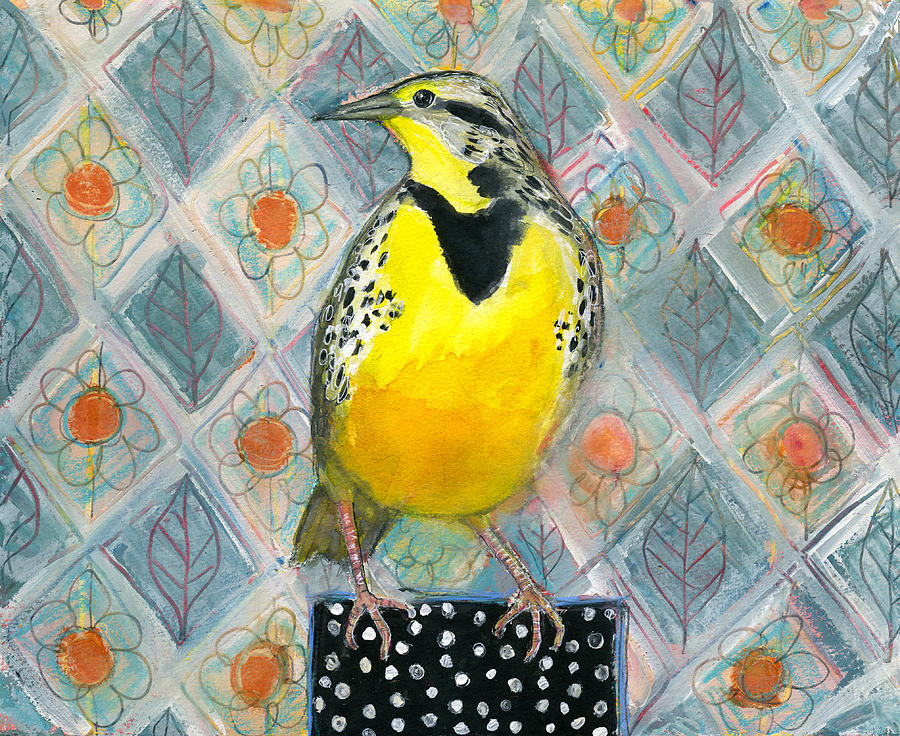 Majestic Meadowlark Bird Painting by Blenda Studio