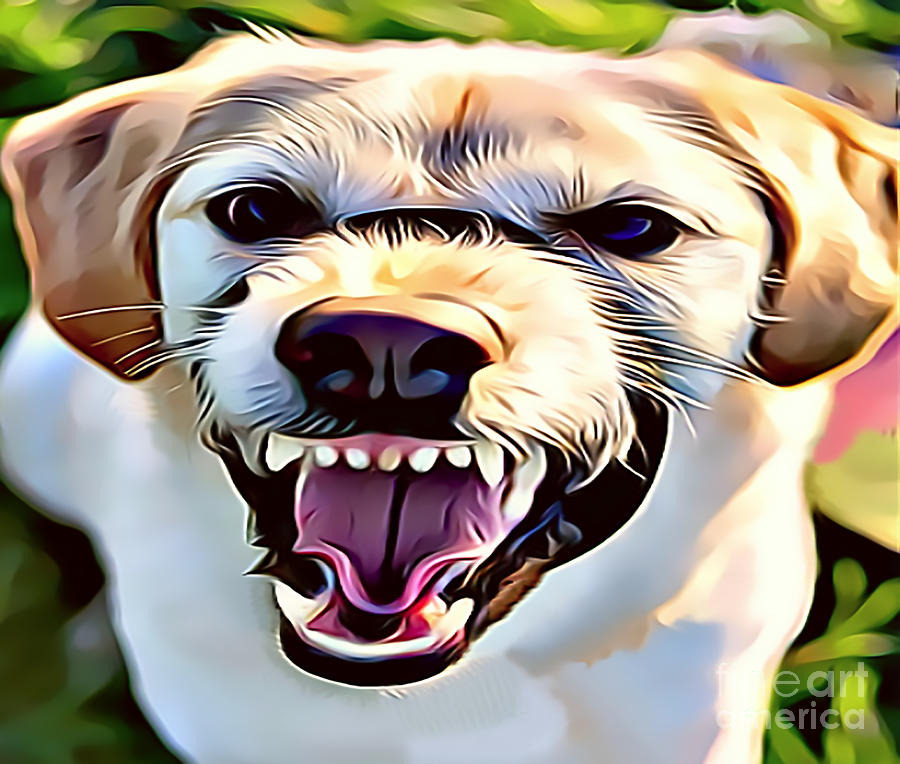 Mean Aggressive Dog Drawing by Sun Leil Pixels