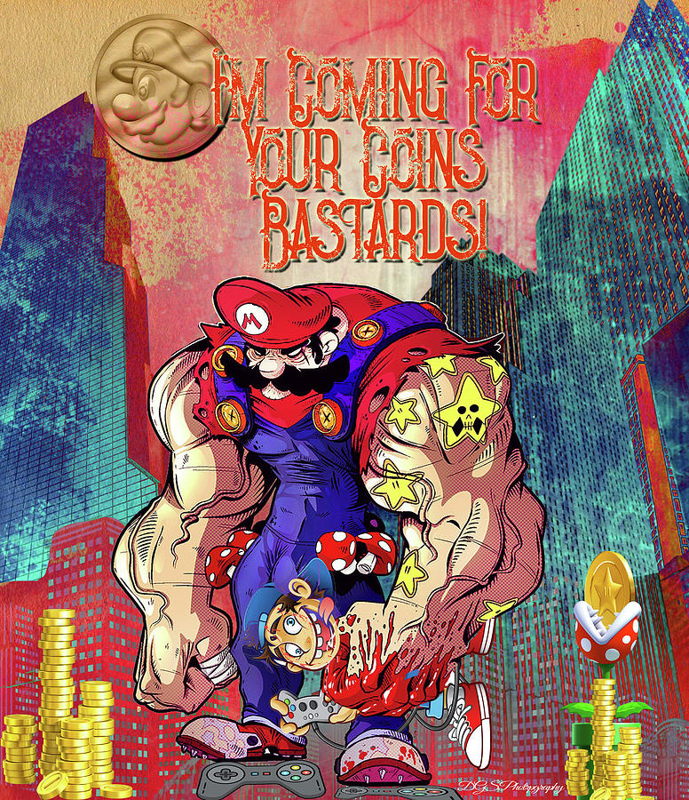 Mushroom Digital Art - Mean Mario by Greg Sharpe