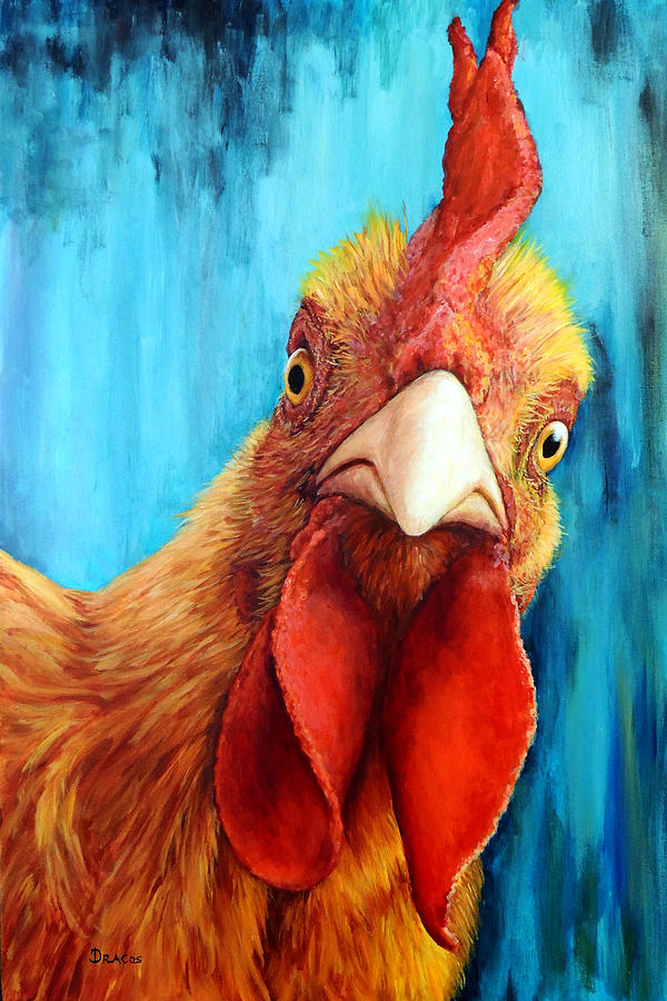 Mean Rooster Painting by Dottie Dracos - Fine Art America