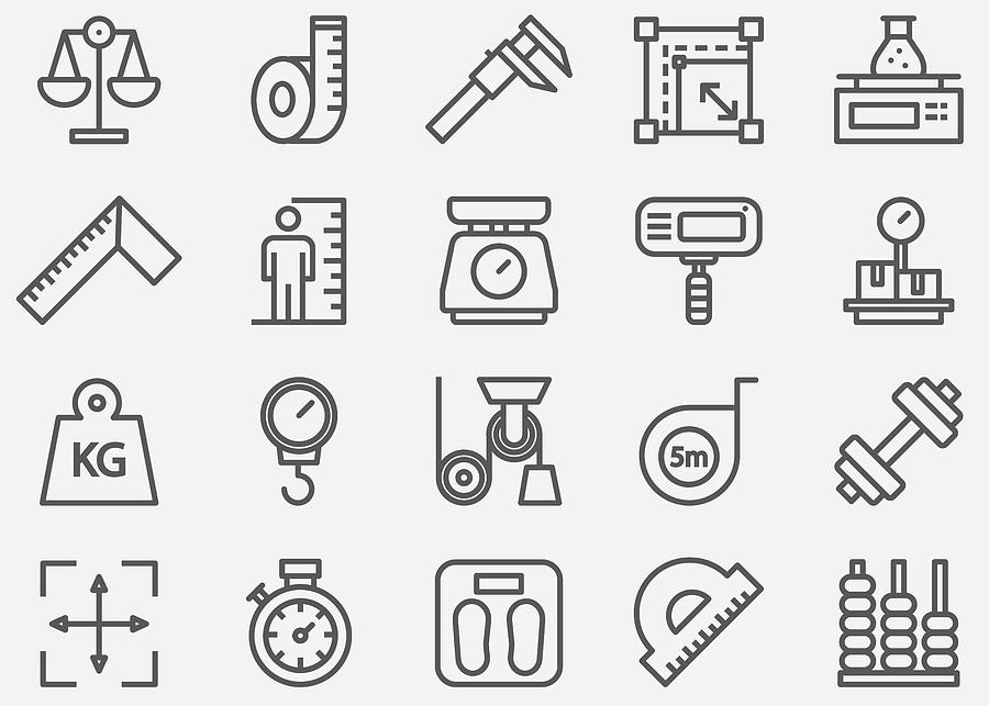 Measuring Line Icons Drawing by LueratSatichob