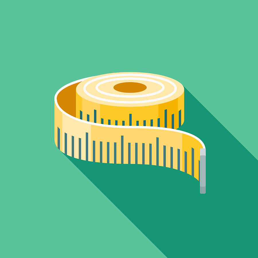 Measuring Tape Flat Design Fitness & Exercise Icon Drawing by Bortonia