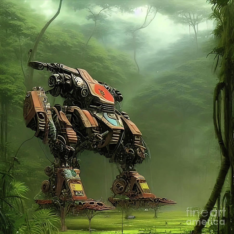 Mecha Robot in The Amazon Jungle Digital Art by Juan Two Three - Fine ...