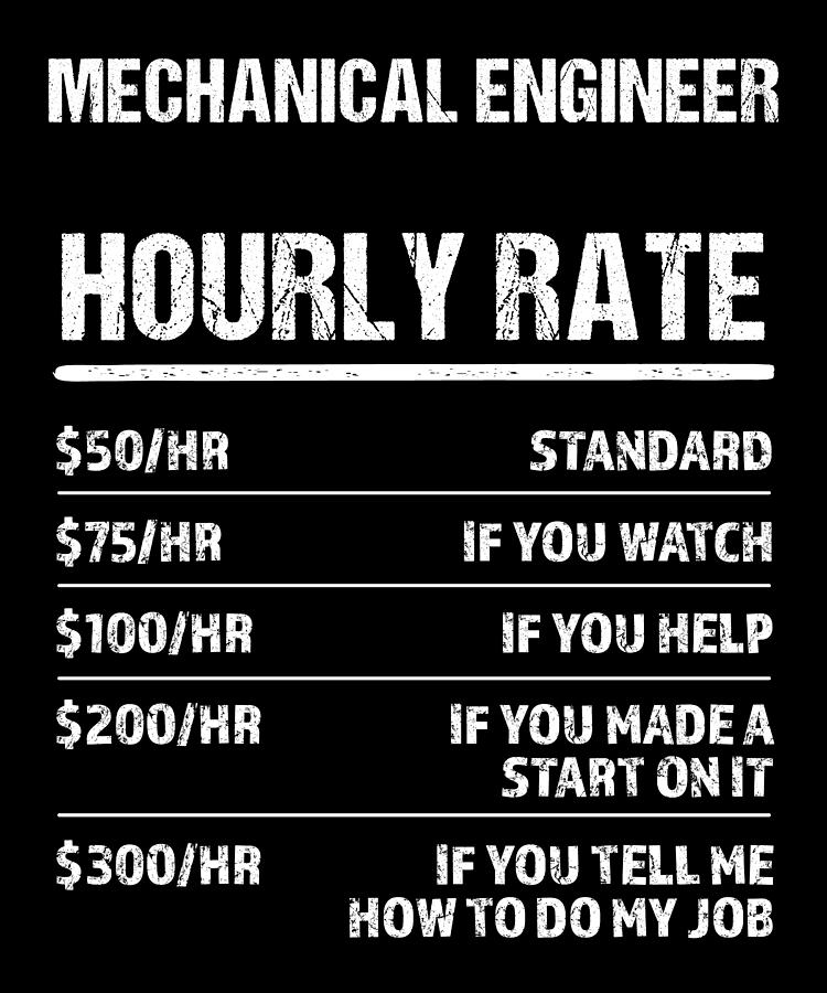 Mechanical Engineer Freelance Hourly Rate Mechanical Engineer Hourly Rate Funny Birthday Gift Digital Art by