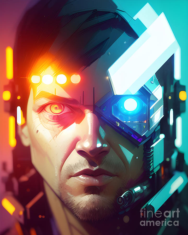 Mechanical Future - A Close-Up Portrait of a Cyborg Mixed Media by ...