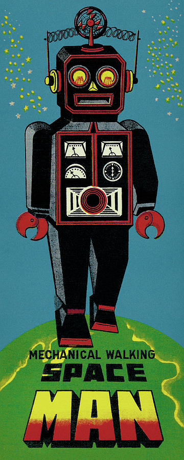 Vintage Drawing - Mechanical Walking Spaceman by Vintage Toy Posters