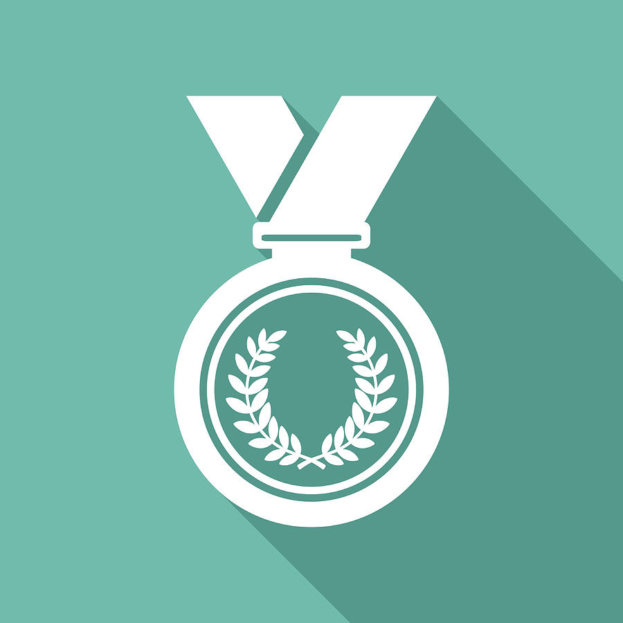 Medal Icon White Drawing by Saemilee