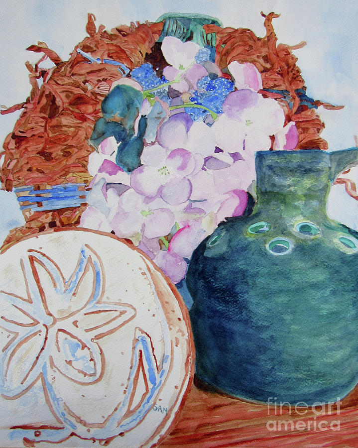 Medallion, Incense Jar and Wreath Painting by Sandy McIntire