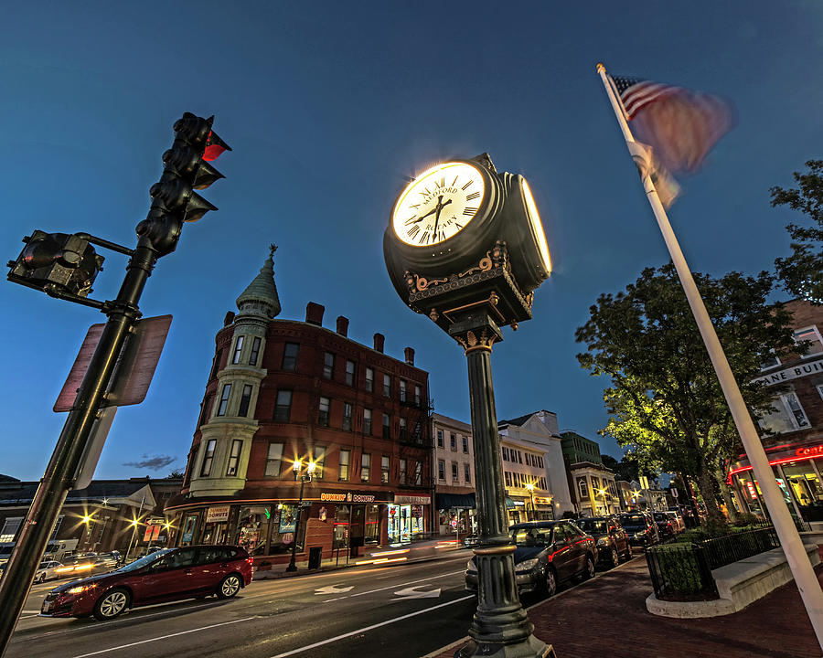 Medford Massachusetts Clock and Bigelow Building at Dusk Photograph by Toby McGuire